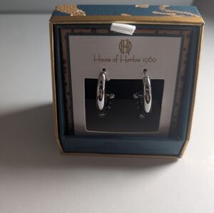 House of Harlow 1960 Shiny Silver Hoops